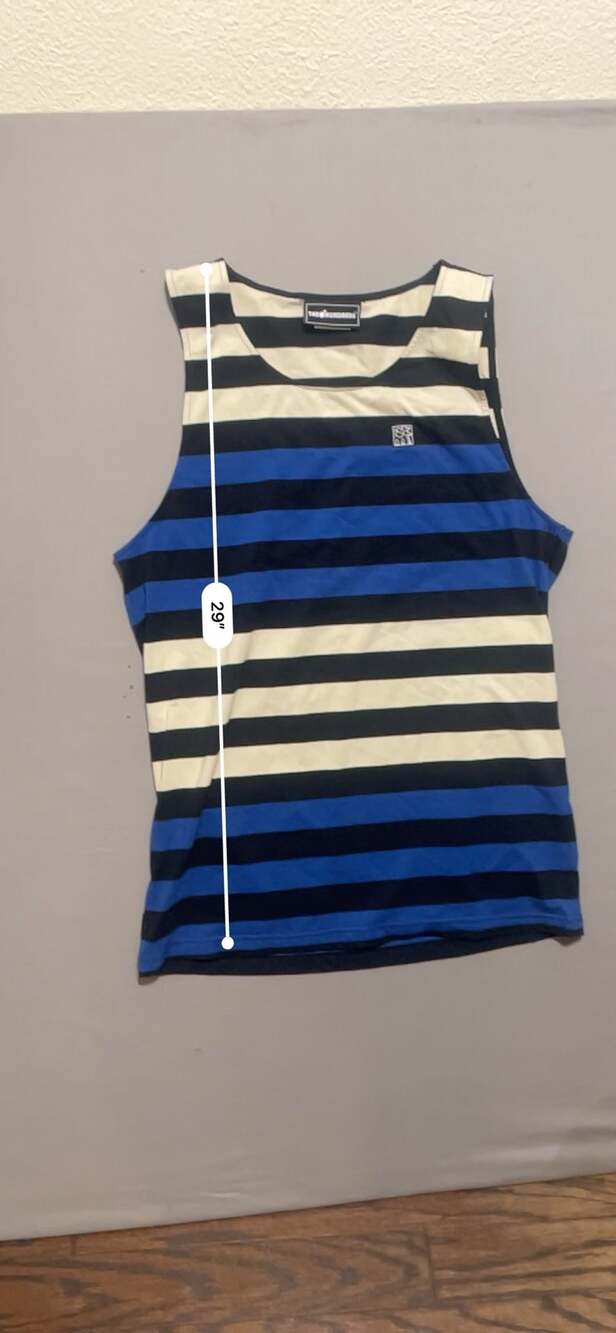 The Hundreds Blue, Black, and Off-White Striped Tank Top Large - Picture 5 of 7